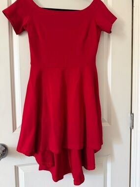 Pretty Red Off-Shoulder High-Low Dress